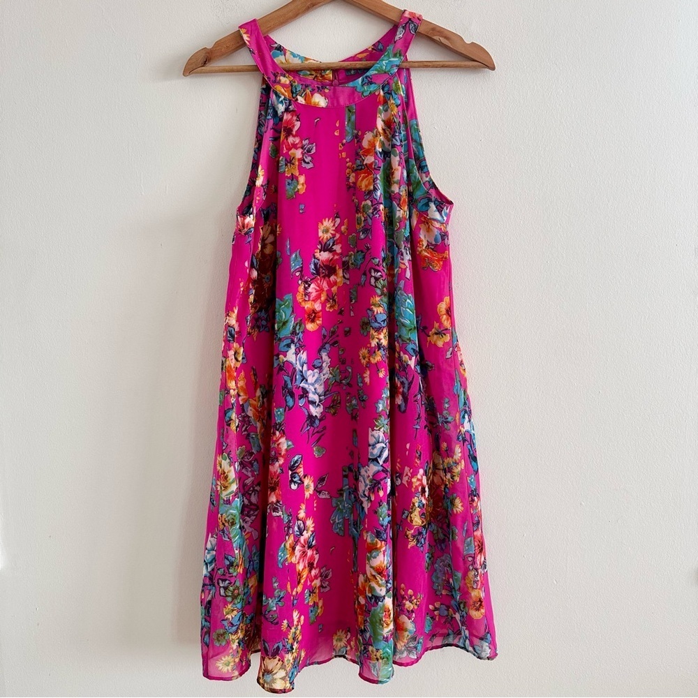 Betsey Johnson pink floral trapeze dress size 6
